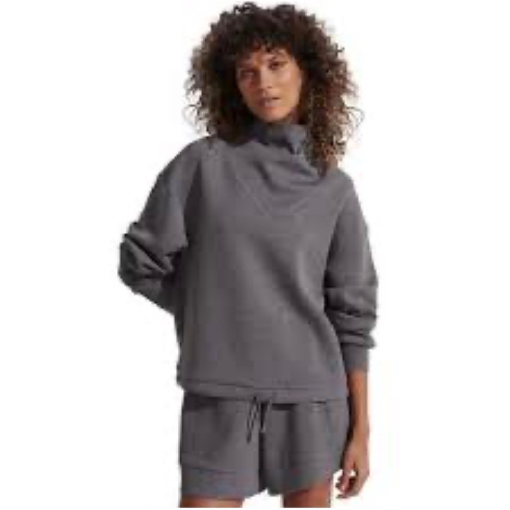 Varley Grey Draped Funnel Neck Sweatshirt Pullover Womens XS Athleisure